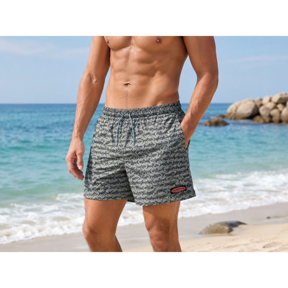 Vineyard Vines Other - Vineyard Vines Shark Print Swim Trunks Mesh Lined Drawstring 7" Men's Medium